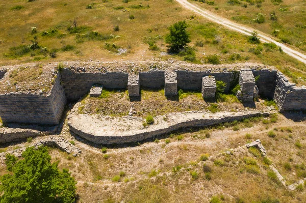 Luchtfoto Van Oude Asseria Ruïnes Dalmatische Zagora Kroatië — Stockfoto