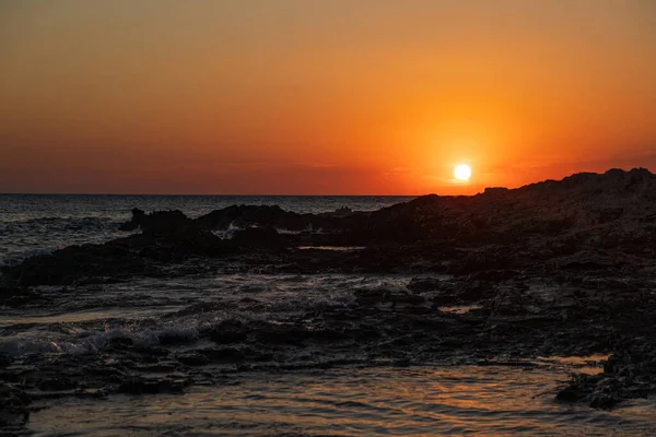 Sunset Adriatic Sea Horizon Colorful Red Sky Island Dugi Otok — Stock Photo, Image