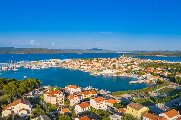 Ciudad Betina Mar Adriático Isla Murter Croacia Vista Aérea Drones —  Fotos de Stock