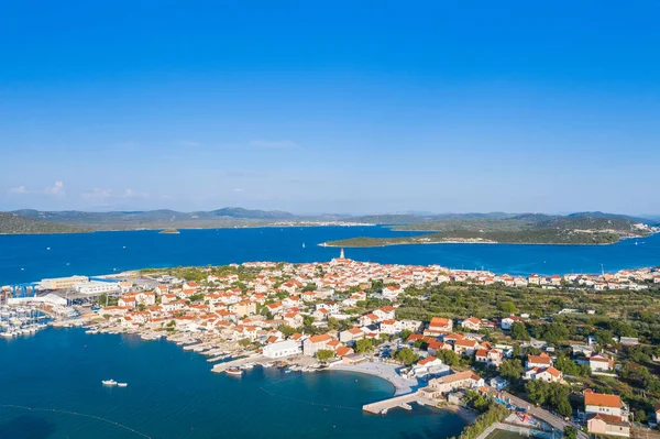 Cidade Betina Mar Adriático Ilha Murter Croácia Vista Aérea Drone — Fotografia de Stock