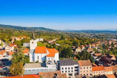 Panoramic view of center of town of Sveti Ivan Zelina, Prigorje, Croatia 