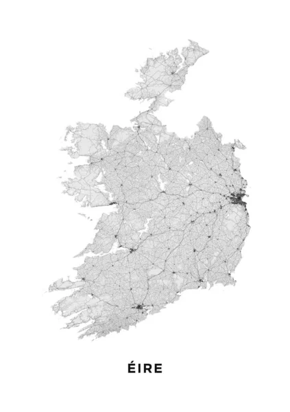 Cartel Del Mapa Irlanda Retrato Mapa Carreteras Irlanda Incluye Todas —  Fotos de Stock