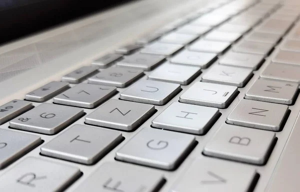 Clavier Ordinateur Portable Avec Lettres Latines Fermer — Photo