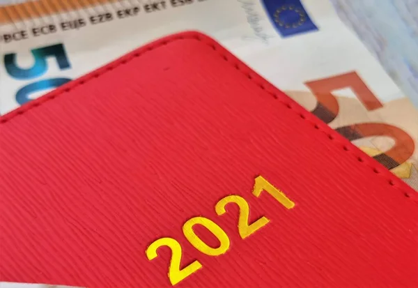 Quaderno Calendario Rosso 2021 Cinquanta Euro — Foto Stock