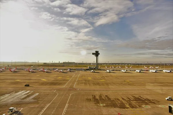 Berlin Brandenburg November 2020 Radar Und Flugzeuge Neuen Flughafen — Stockfoto