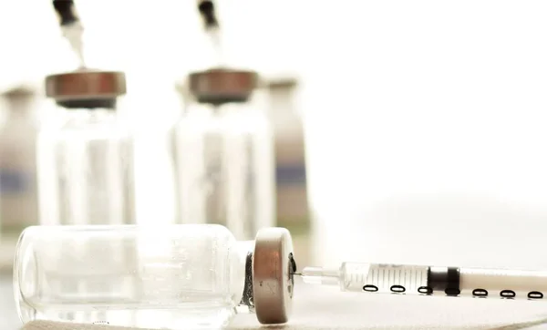 Injectiespuiten Geneesmiddelen Kleine Steriele Injectieflacons — Stockfoto