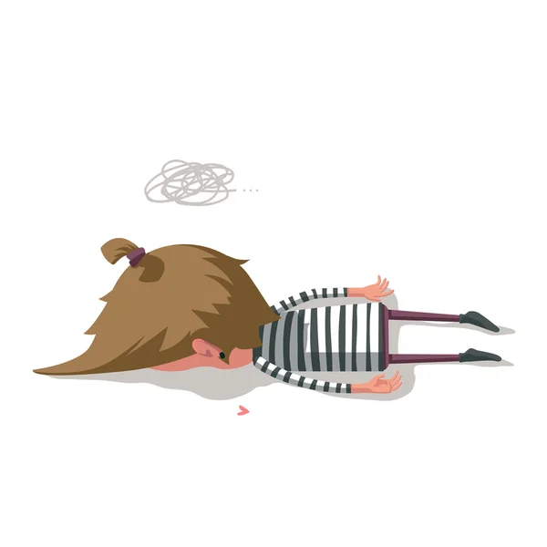 Sad.a cartone animato vettoriale che rappresenta una ragazza che ha una pessima giornata — Vettoriale Stock