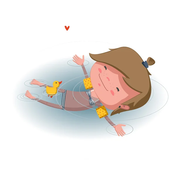 Vectorillustratie van meisje in zwembad — Stockvector