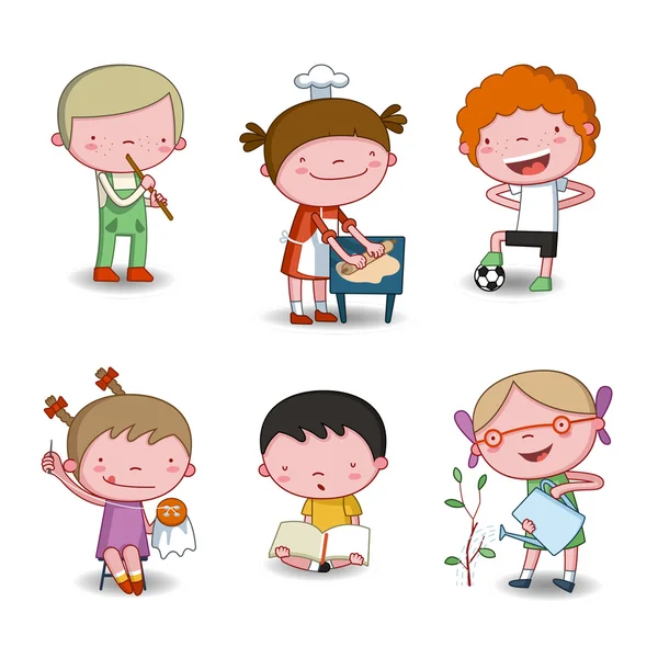 Vector Illustration: kid's hobbies — Stock Vector