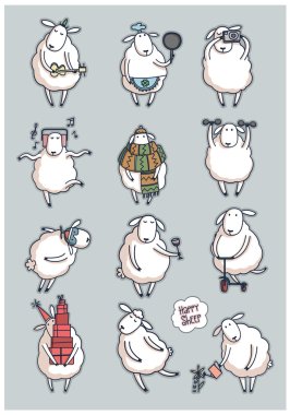 Funny cute sheep clipart