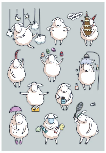 Funny cute sheep — Stock Vector