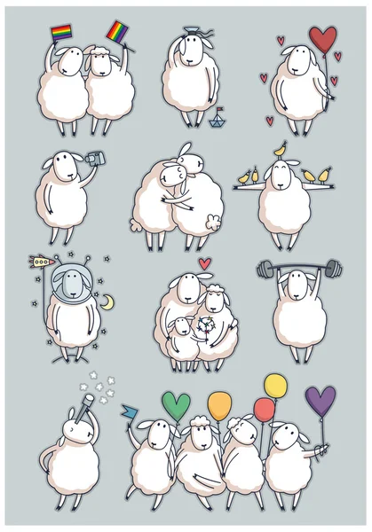 Funny cute sheep — Stock Vector
