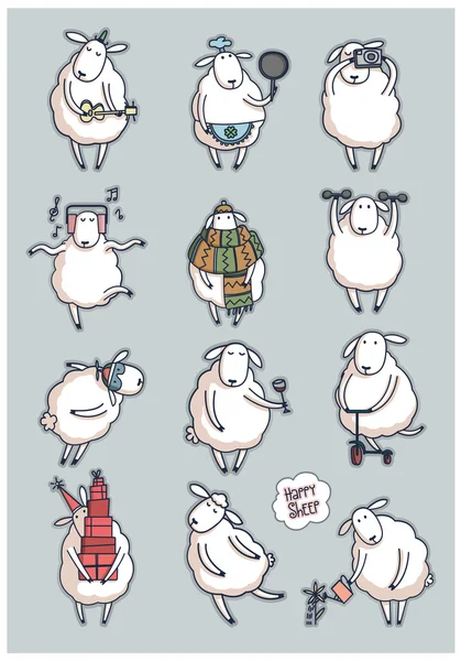 Grappige schattig schapen — Stockvector