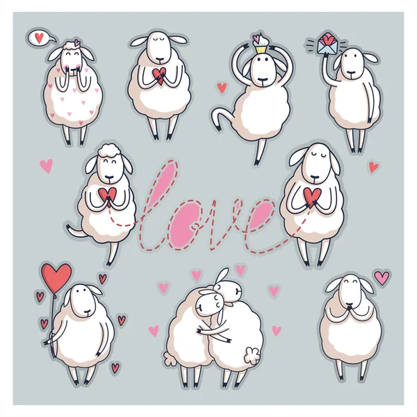 Drôle de mouton mignon. Saint Valentin — Image vectorielle