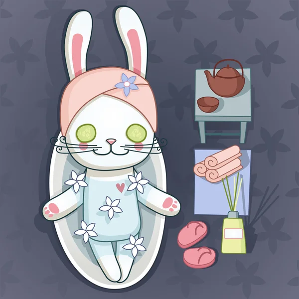 小兔子淋浴及水疗中心 — 图库矢量图片