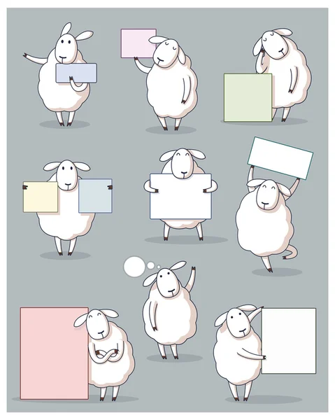Cute owiec Uwaga zestaw — Wektor stockowy
