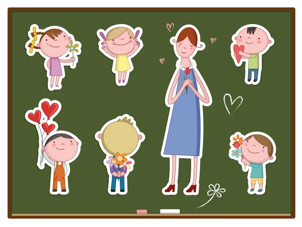 子供を祝う教師の日のイラストレーション — ストックベクタ