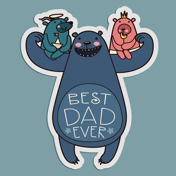 Papa ours joue avec ses enfants. Illustration vectorielle . — Image vectorielle