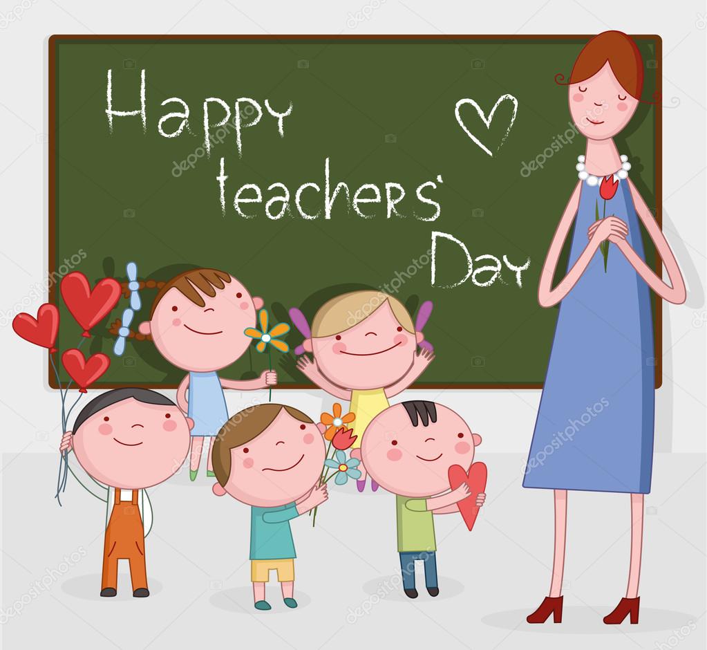 llustration of Kids Celebrating Teachers' Day