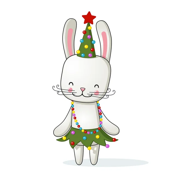 クリスマスの衣装とウサギ — ストックベクタ