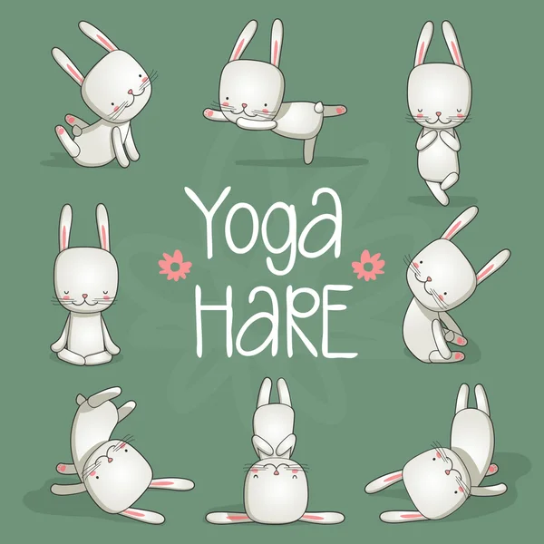 Linda liebre yoga. Ilustración vectorial . — Vector de stock