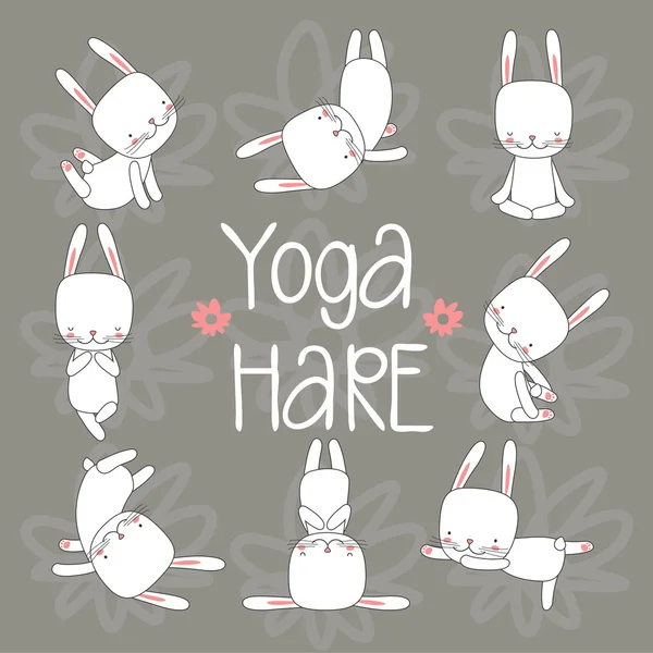 Carina la lepre yoga. Illustrazione vettoriale . — Vettoriale Stock