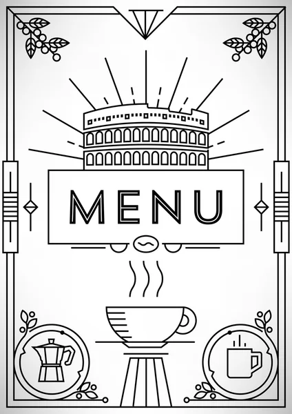 Conception de menu café avec icônes linéaires — Image vectorielle