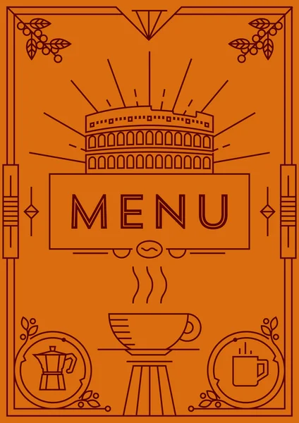 Conception de menu café avec icônes linéaires — Image vectorielle