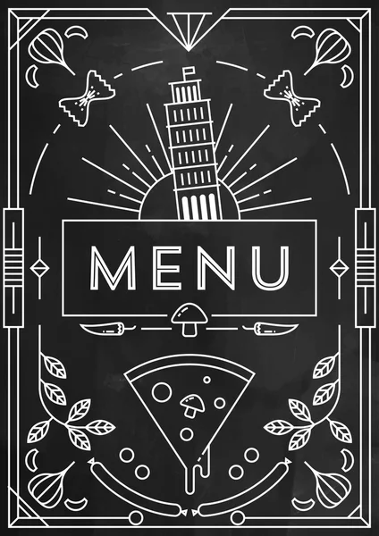 Pizza Menu Design with Linear Icons — Stock Vector