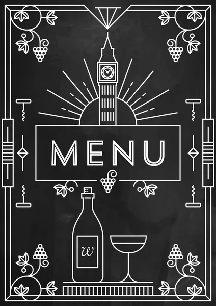 Wine Menu Design with Linear Icons — Stock Vector