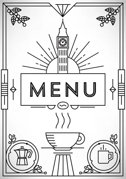 Koffie Menu ontwerp met lineaire pictogrammen — Stockvector