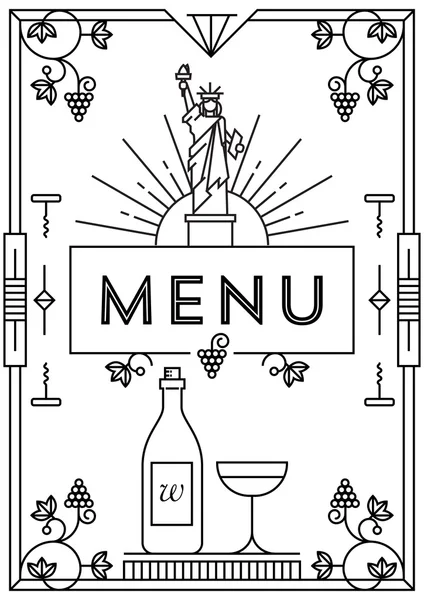 Дизайн винного меню з лінійними піктограмами — стоковий вектор