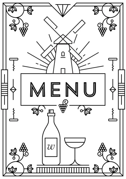 Conception de menu de vin avec icônes linéaires — Image vectorielle