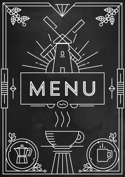 Diseño de menú de café con iconos lineales — Vector de stock