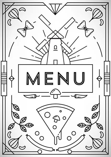 与线性图标比萨菜单设计 — 图库矢量图片