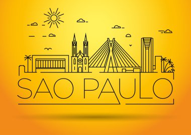 Sao Paulo City Skyline with Typographic Design
