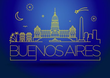 Buenos Aires şehir manzarası ile Tipografik Tasarım