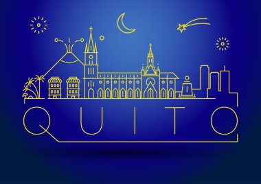 Quito şehir manzarası ile Tipografik Tasarım