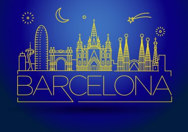 Tipografik Tasarım ile Barcelona şehir manzarası