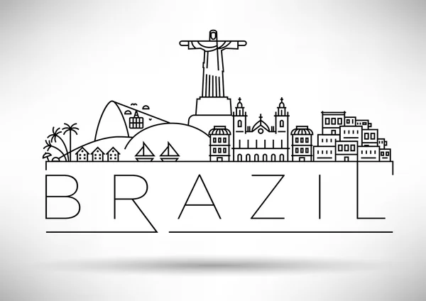 Brazil Linear Skyline with Typographic Design — Stock Vector