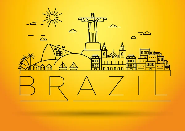 Brazil Linear Skyline with Typographic Design — Stock Vector