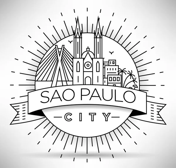 Sao Paulo City Skyline with Typographic Design — Stock Vector