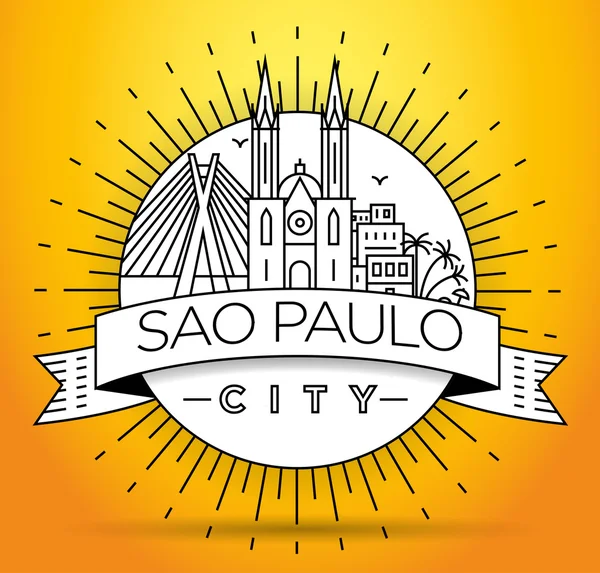 巴西圣保罗城市天际线与版式设计 — 图库矢量图片
