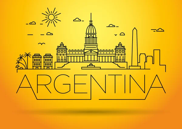Argentina Skyline lineal con diseño tipográfico — Vector de stock