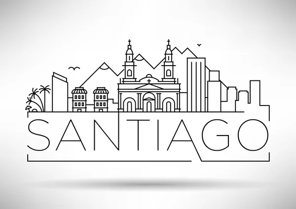 Santiago City Skyline with Typographic Design — Stock Vector