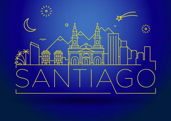 Santiago-horisonten med typografiska Design — Stock vektor