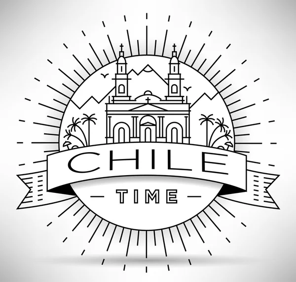 Chili Skyline linéaire avec design typographique — Image vectorielle