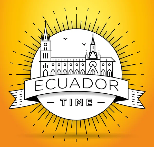 Esquema lineal de Ecuador con diseño tipográfico — Vector de stock