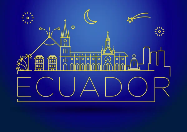 Esquema lineal de Ecuador con diseño tipográfico — Archivo Imágenes Vectoriales