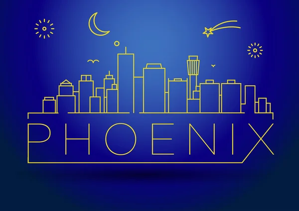 Phoenix City Skyline med typografiska Design — Stock vektor